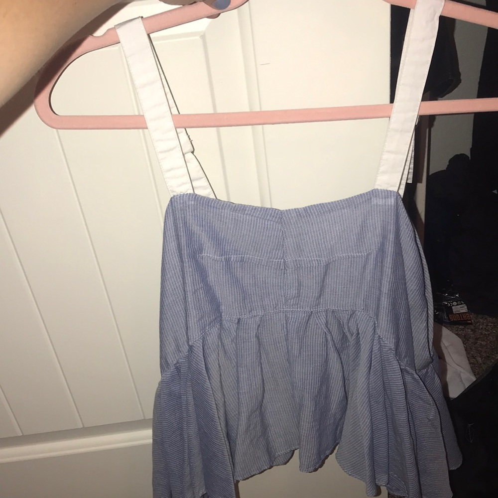 Free people light blue pinstripe crop top size XS
